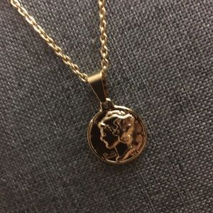 Gold Plate Liberty Coin Pendant Charm Necklace